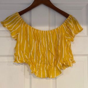 Yellow off the shoulder crop top